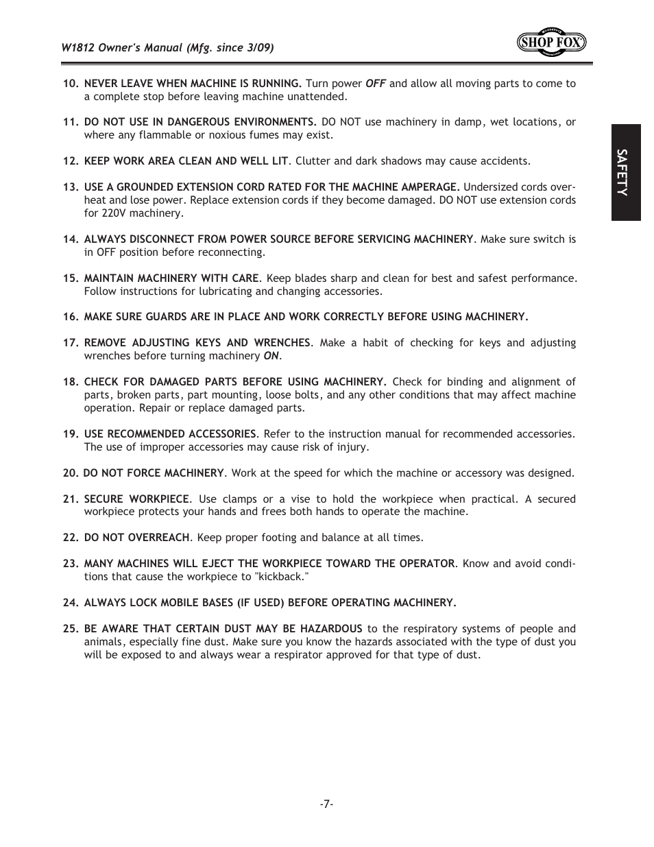 Woodstock W1812 User Manual | Page 10 / 57