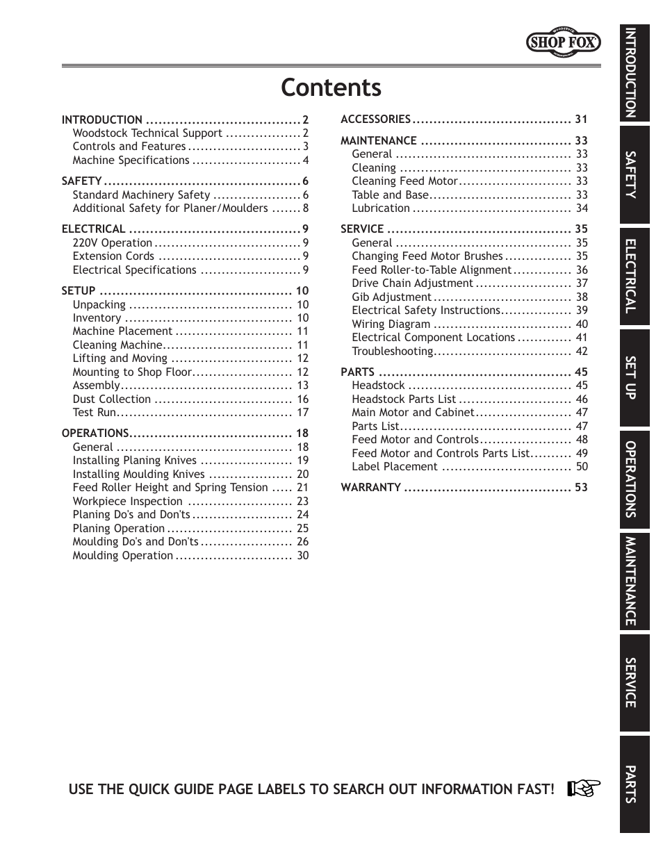 Fek\ekj | Woodstock W1812 User Manual | Page 4 / 57