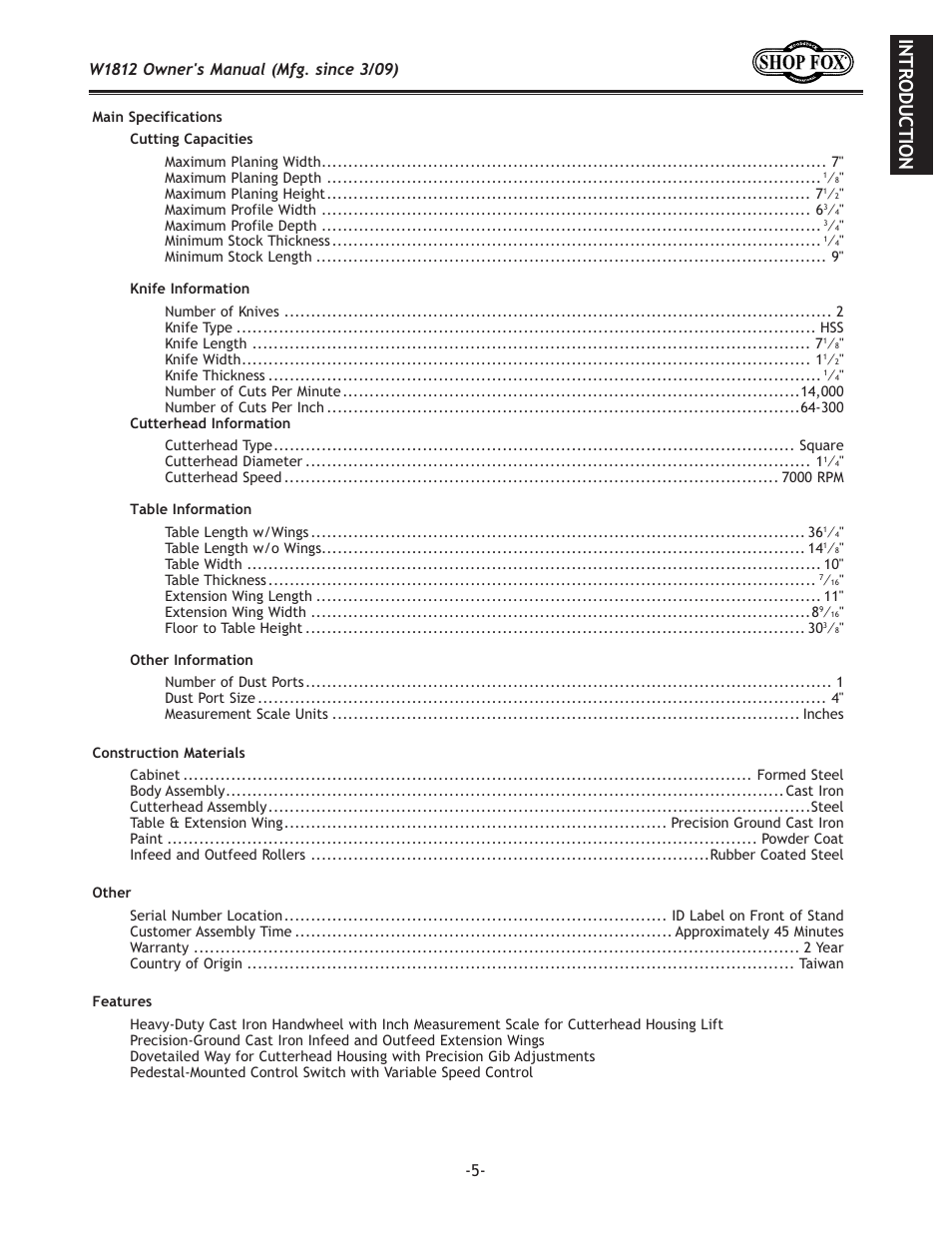 Eki f;l: k@fe, N(/()fne\ijdxelxcd]^%j`ez\*&'0 | Woodstock W1812 User Manual | Page 8 / 57