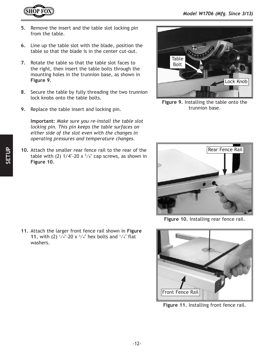 Se tu p | Woodstock SHOP FOX W1706 User Manual | Page 14 / 64