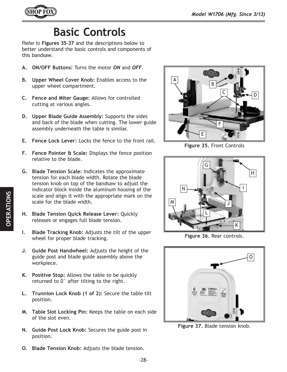 Basic.controls | Woodstock SHOP FOX W1706 User Manual | Page 30 / 64