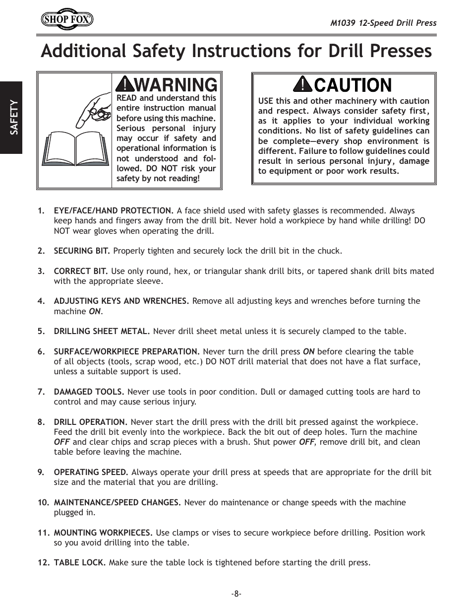 8[[`k`fexcjx]\kp@ejkilzk`fej]fi;i`ccgi\jj\j | Woodstock M1039 User Manual | Page 10 / 44