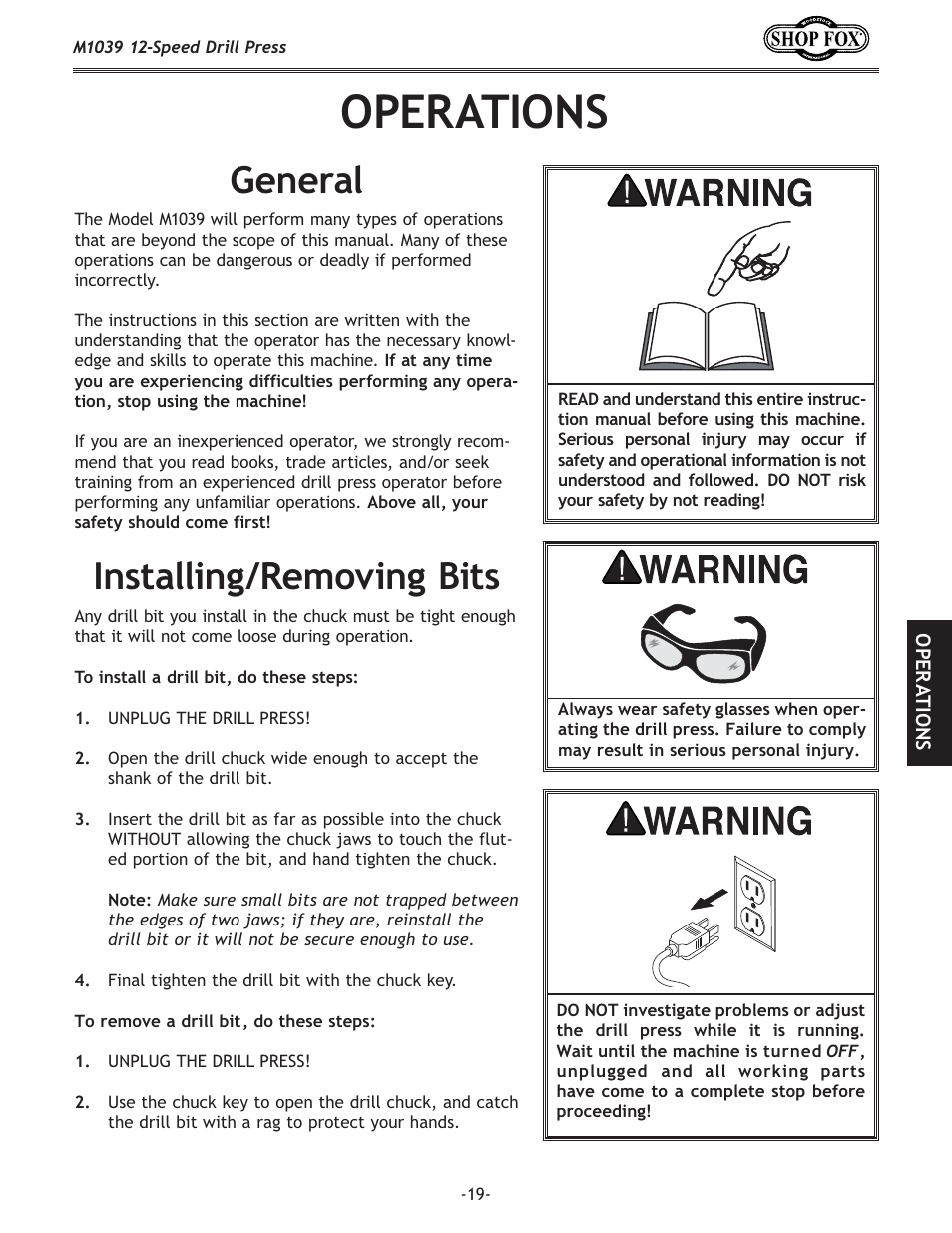 Fg<i8k@fej, E\ixc, Ejkxcc`e^&i\dfm`e^9`kj | Woodstock M1039 User Manual | Page 21 / 44