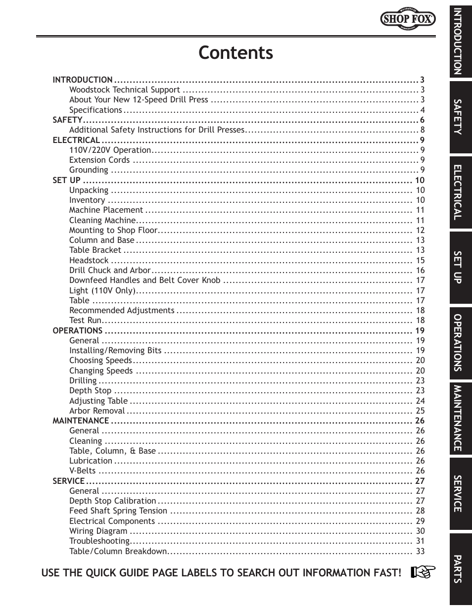 Fek\ekj | Woodstock M1039 User Manual | Page 3 / 44