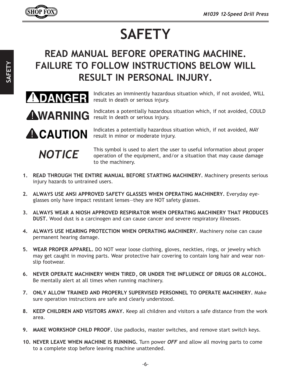 J8=<kp | Woodstock M1039 User Manual | Page 8 / 44