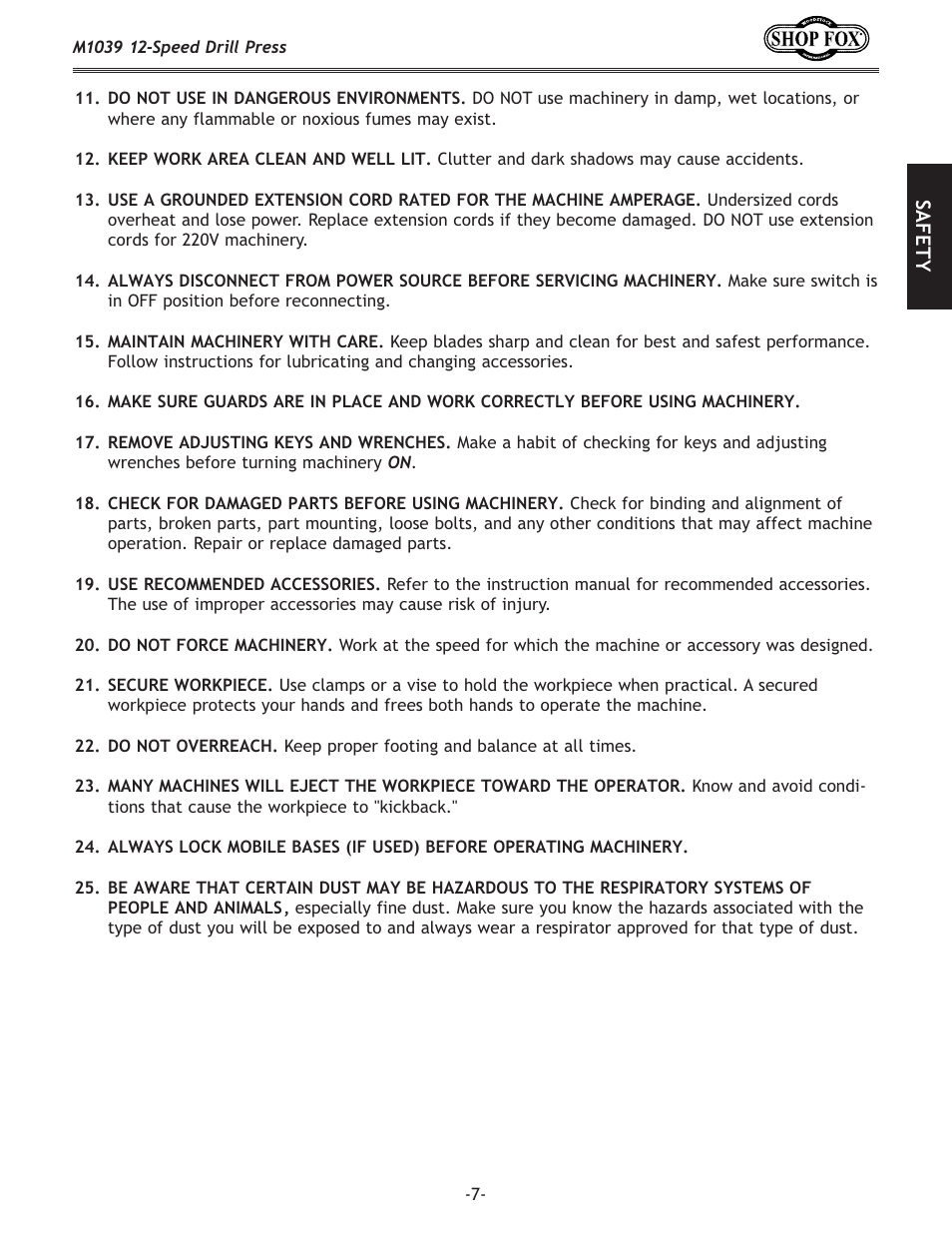 Woodstock M1039 User Manual | Page 9 / 44