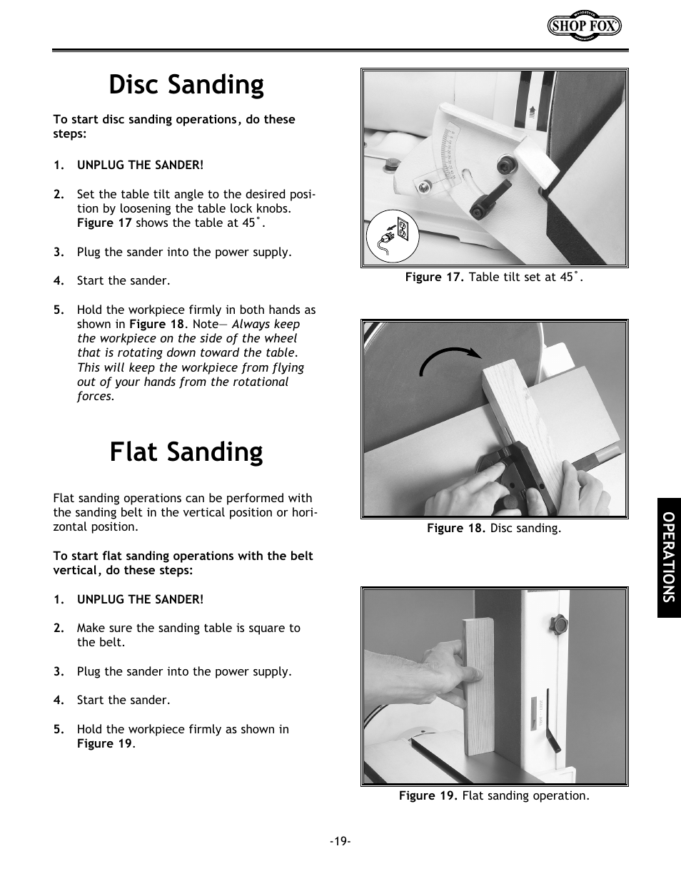 Flat sanding, Disc sanding | Woodstock SHOP FOX W1712 User Manual | Page 31 / 46