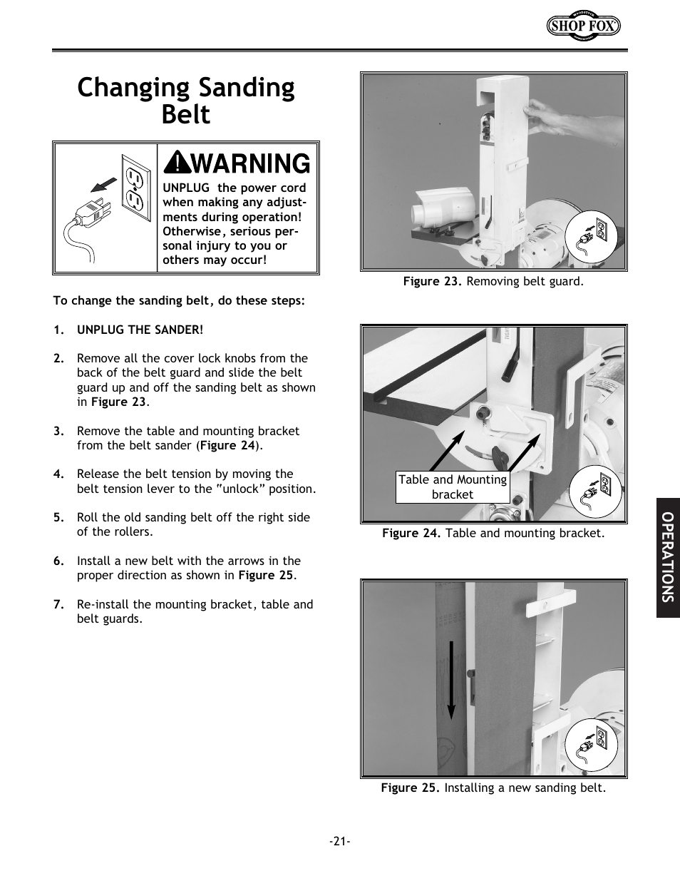 Changing sanding belt | Woodstock SHOP FOX W1712 User Manual | Page 33 / 46