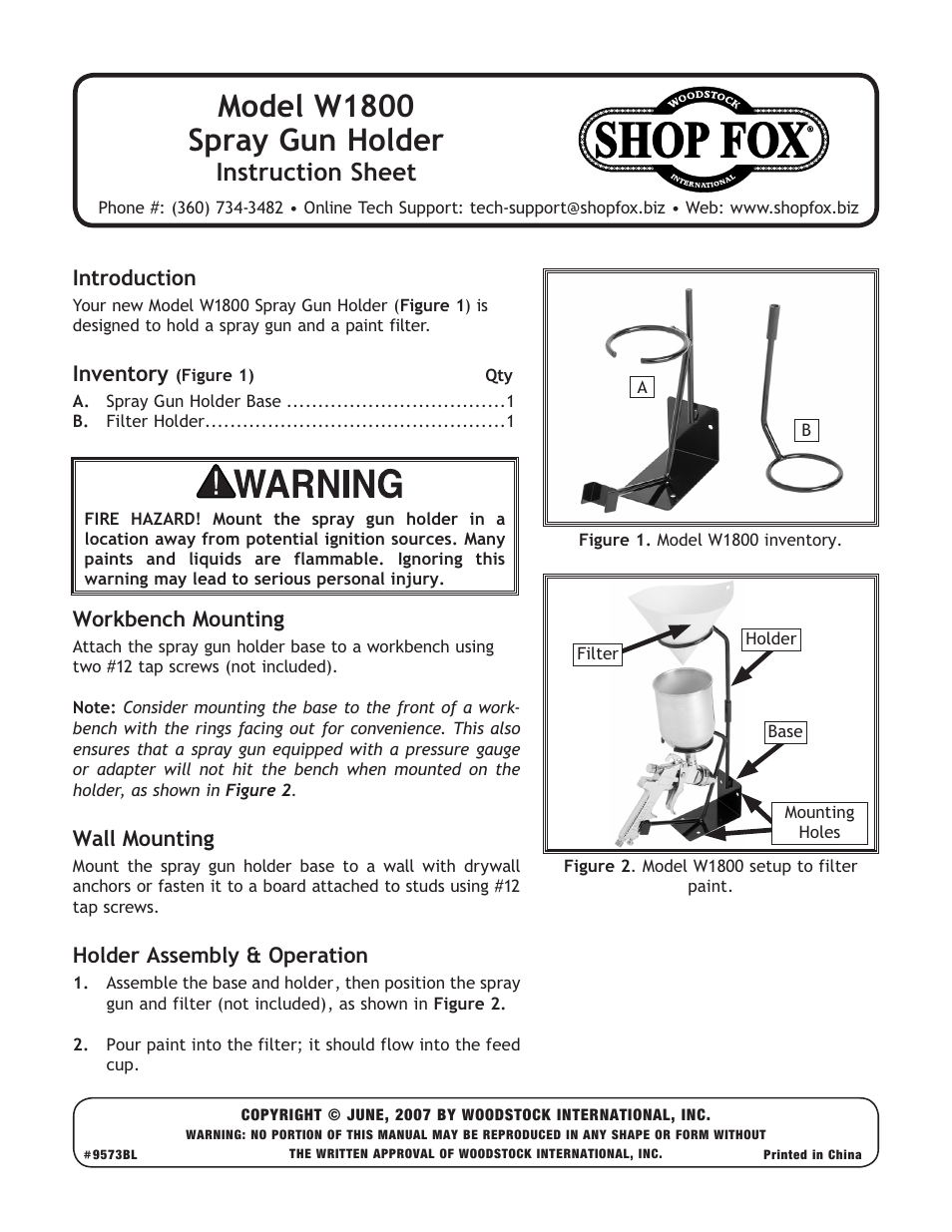 Woodstock W1800 User Manual | 1 page