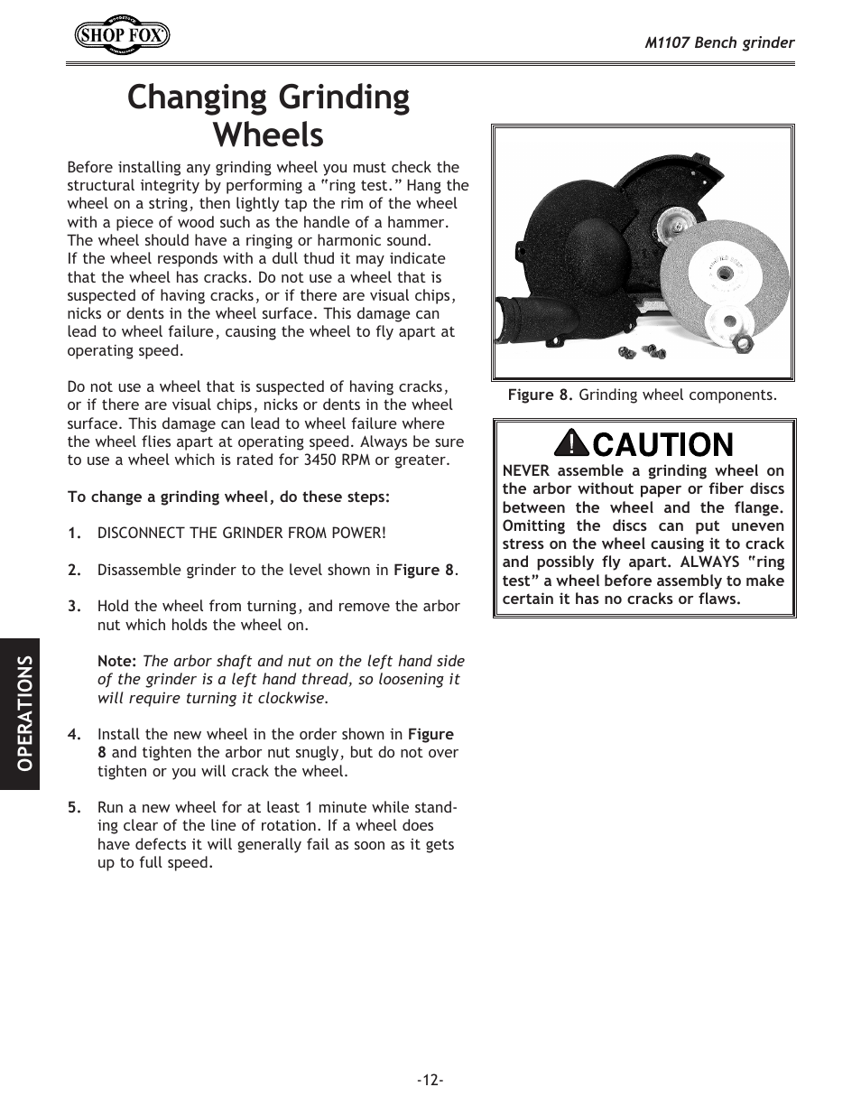Changing grinding wheels | Woodstock M1107 User Manual | Page 14 / 24