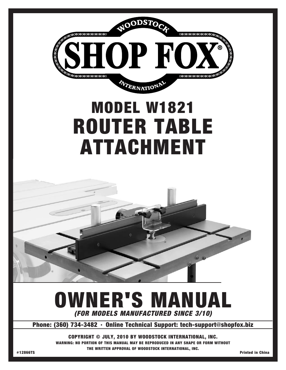 Woodstock SHOP FOX W1821 User Manual | 28 pages