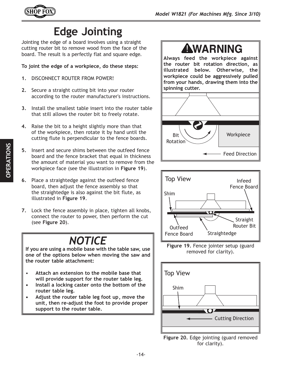 Notice, Edge jointing | Woodstock SHOP FOX W1821 User Manual | Page 16 / 28