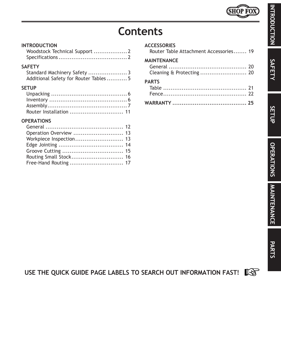 Woodstock SHOP FOX W1821 User Manual | Page 3 / 28