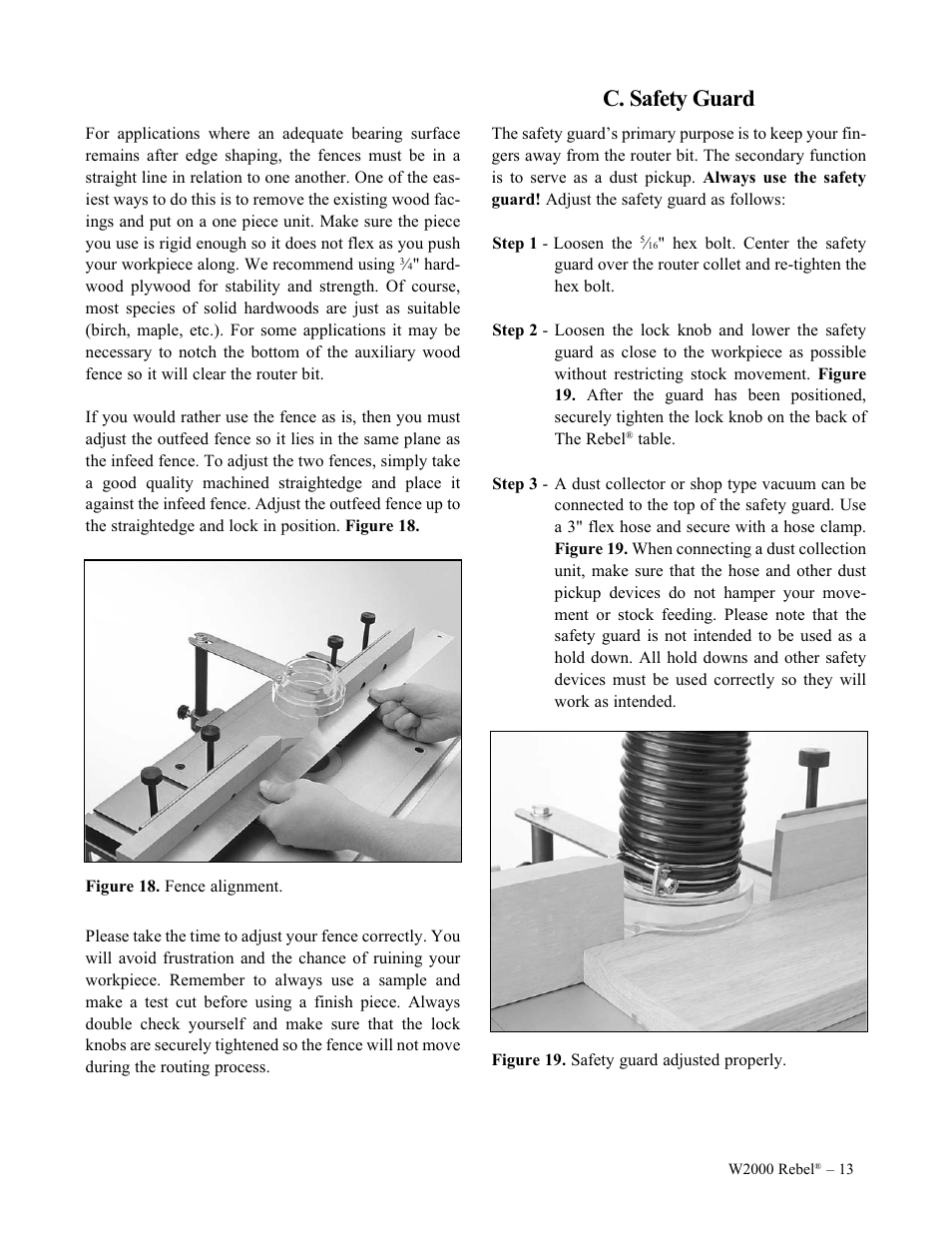 C. safety guard | Woodstock W2000 User Manual | Page 14 / 25