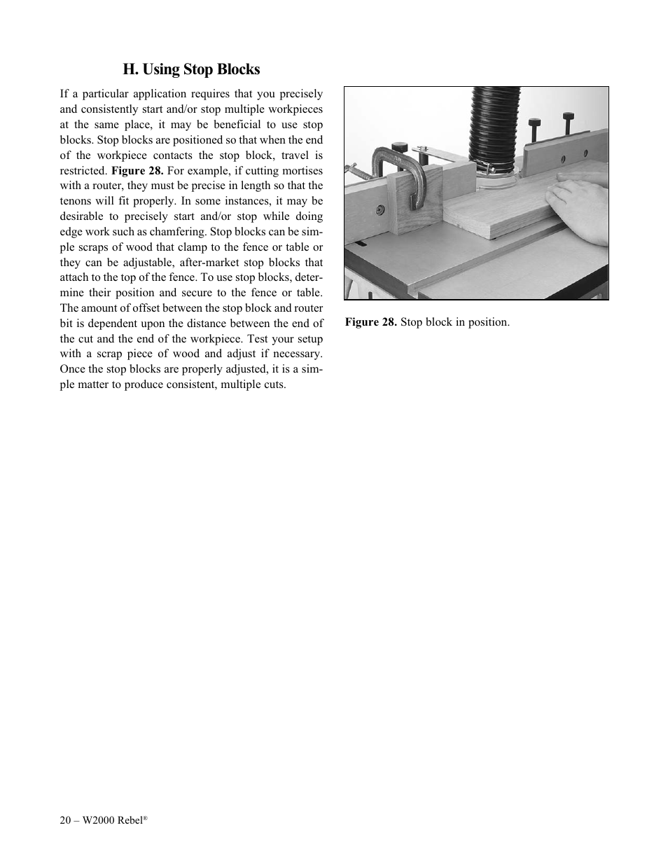 H. using stop blocks | Woodstock W2000 User Manual | Page 21 / 25