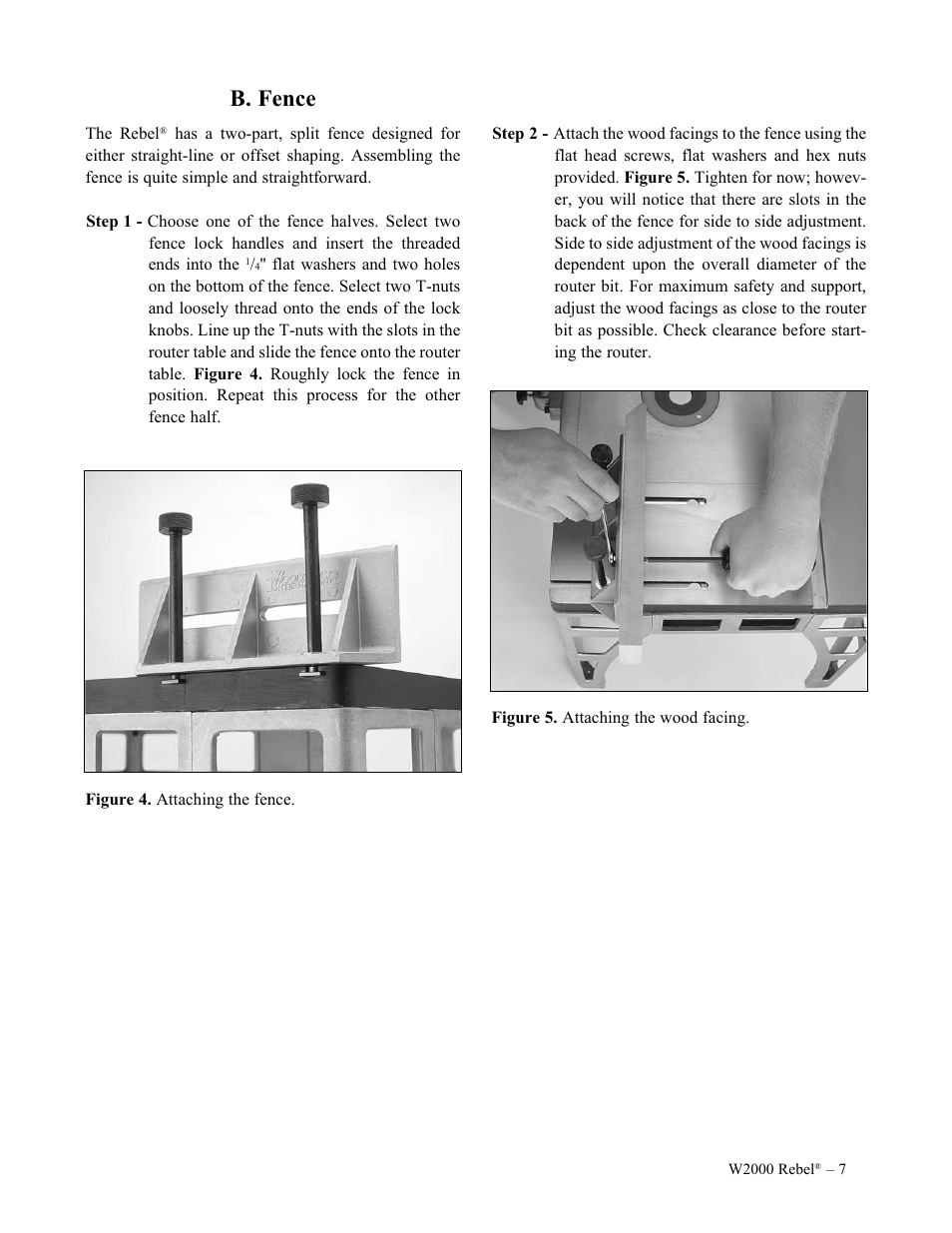 B. fence | Woodstock W2000 User Manual | Page 8 / 25