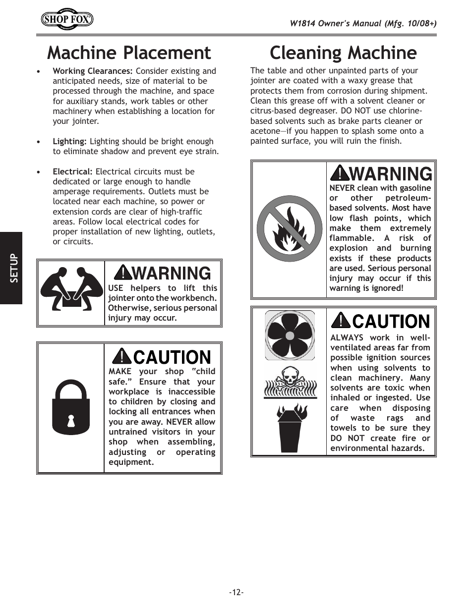 C\xe`e^dxz_`e, Dxz_`e\gcxz\d\ek | Woodstock W1814 User Manual | Page 14 / 44
