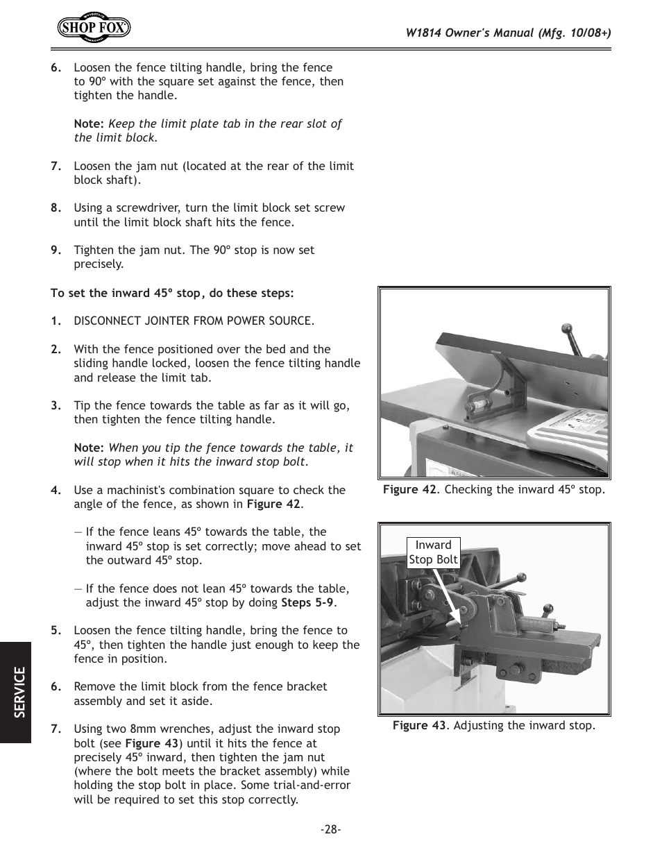 Woodstock W1814 User Manual | Page 30 / 44