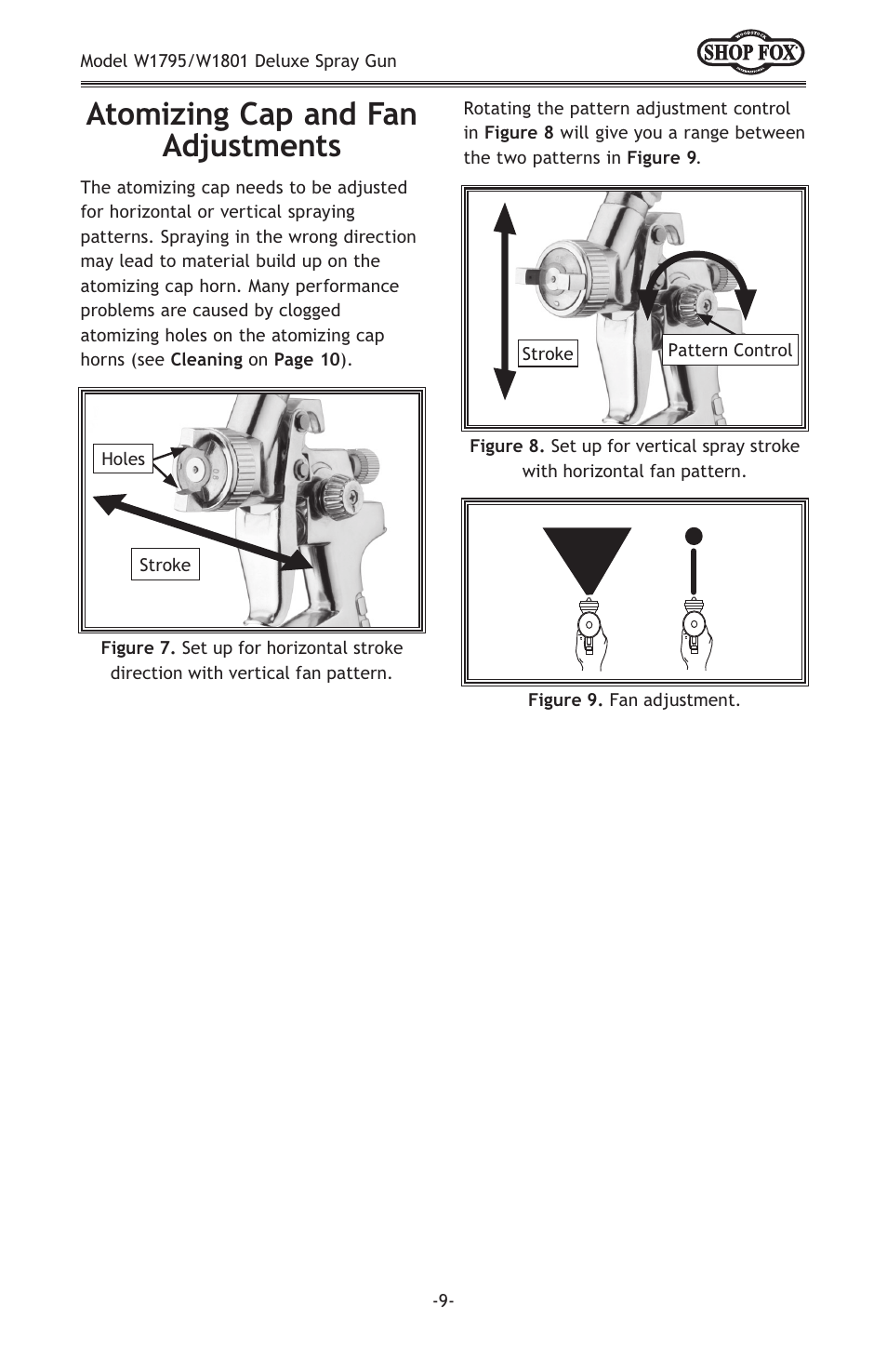 Atomizing cap and fan adjustments | Woodstock W1801 User Manual | Page 11 / 20