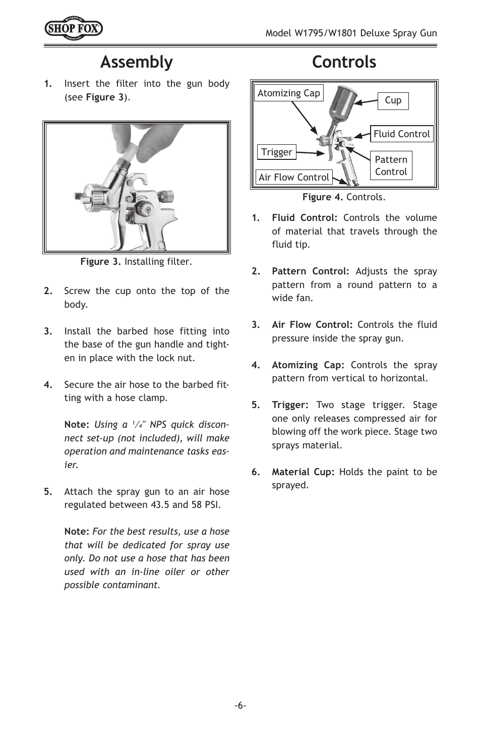 Assembly, Controls | Woodstock W1801 User Manual | Page 8 / 20