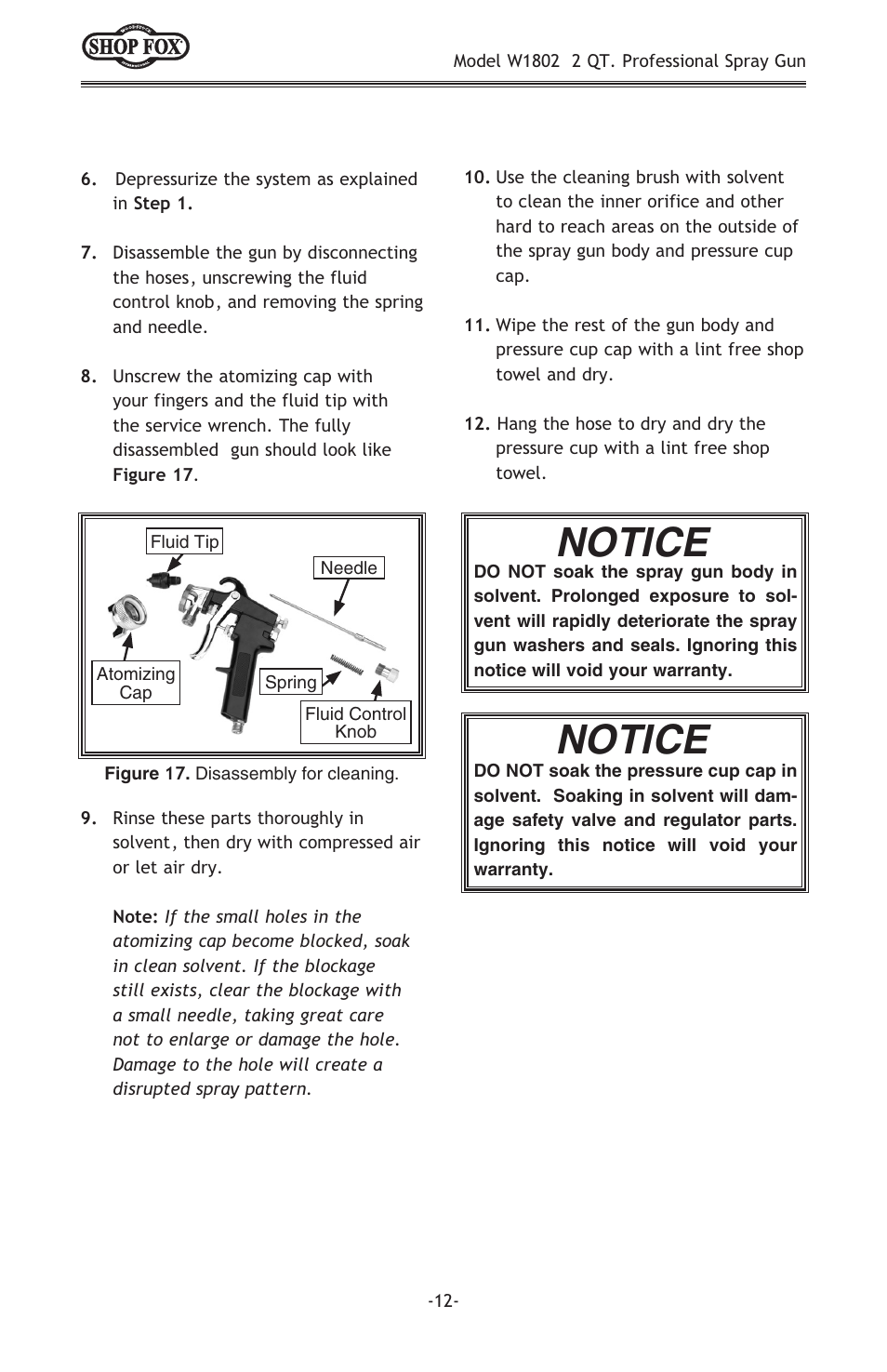 Notice | Woodstock 2 QT PROFESSIONAL W1802 User Manual | Page 14 / 24