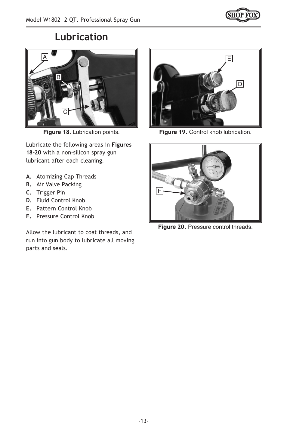 Lubrication | Woodstock 2 QT PROFESSIONAL W1802 User Manual | Page 15 / 24