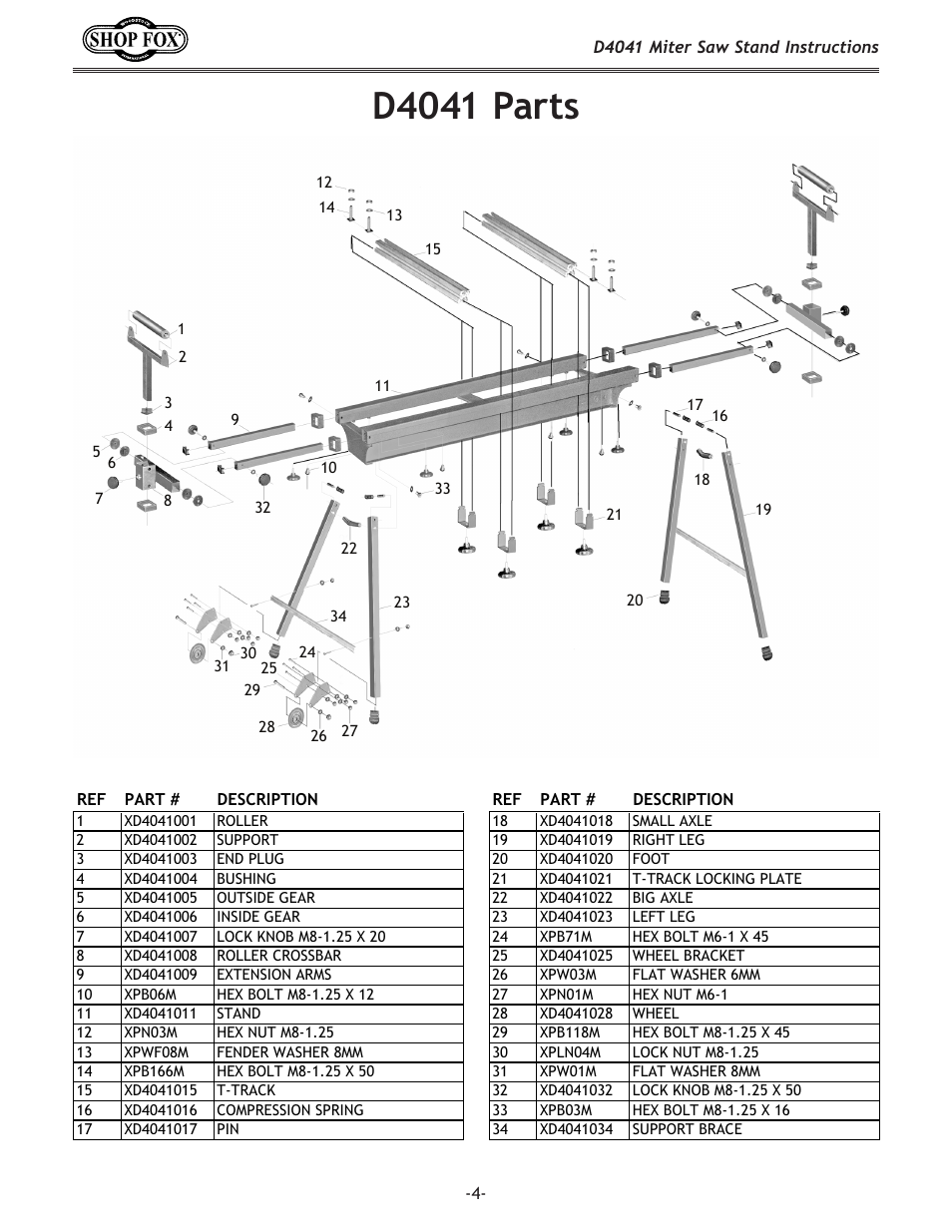 D4041 parts | Woodstock D4041 User Manual | Page 4 / 4