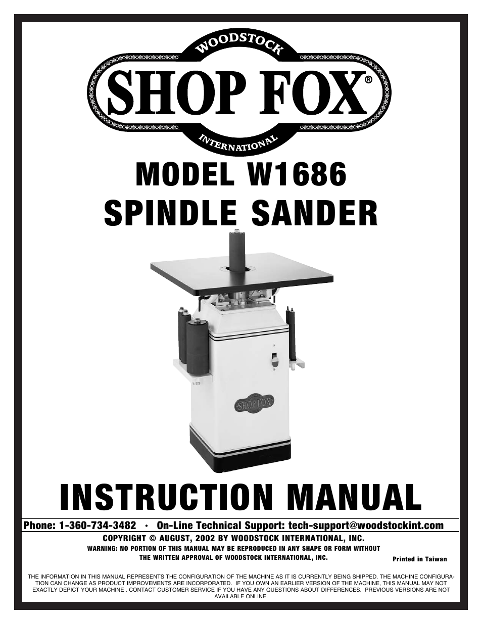 Woodstock SHOP FOX W1686 User Manual | 38 pages