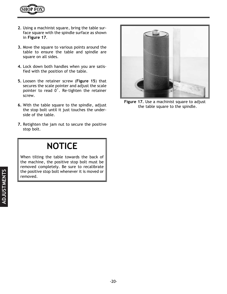 Notice | Woodstock SHOP FOX W1686 User Manual | Page 22 / 38