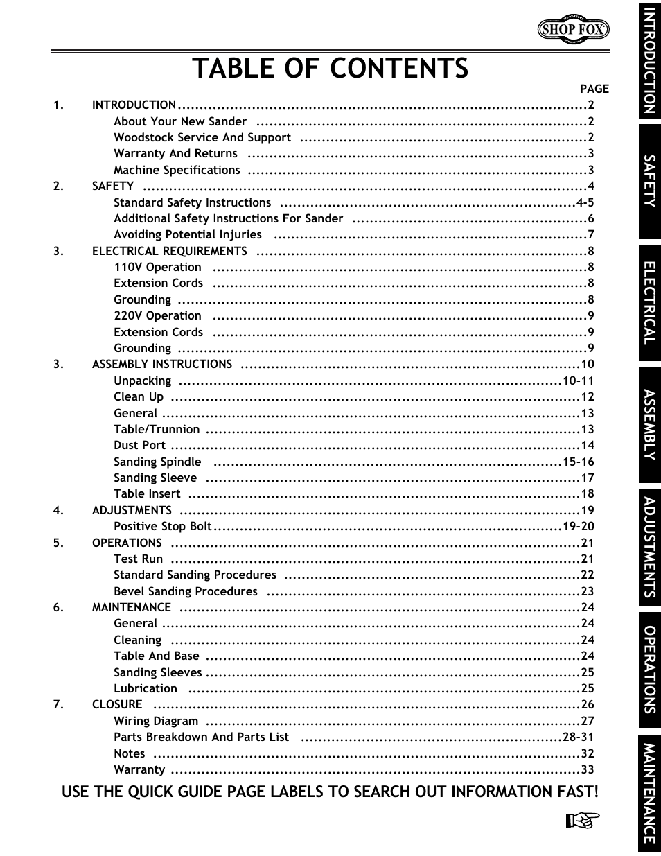 Woodstock SHOP FOX W1686 User Manual | Page 3 / 38