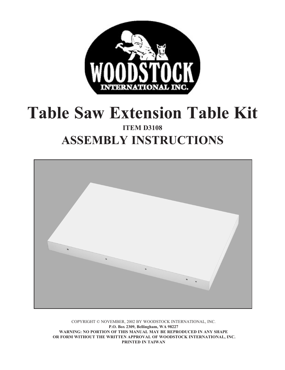 Woodstock D3108 User Manual | 4 pages