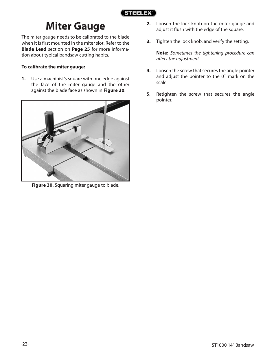 Miter gauge | Woodstock STEELEX ST1000 User Manual | Page 24 / 52