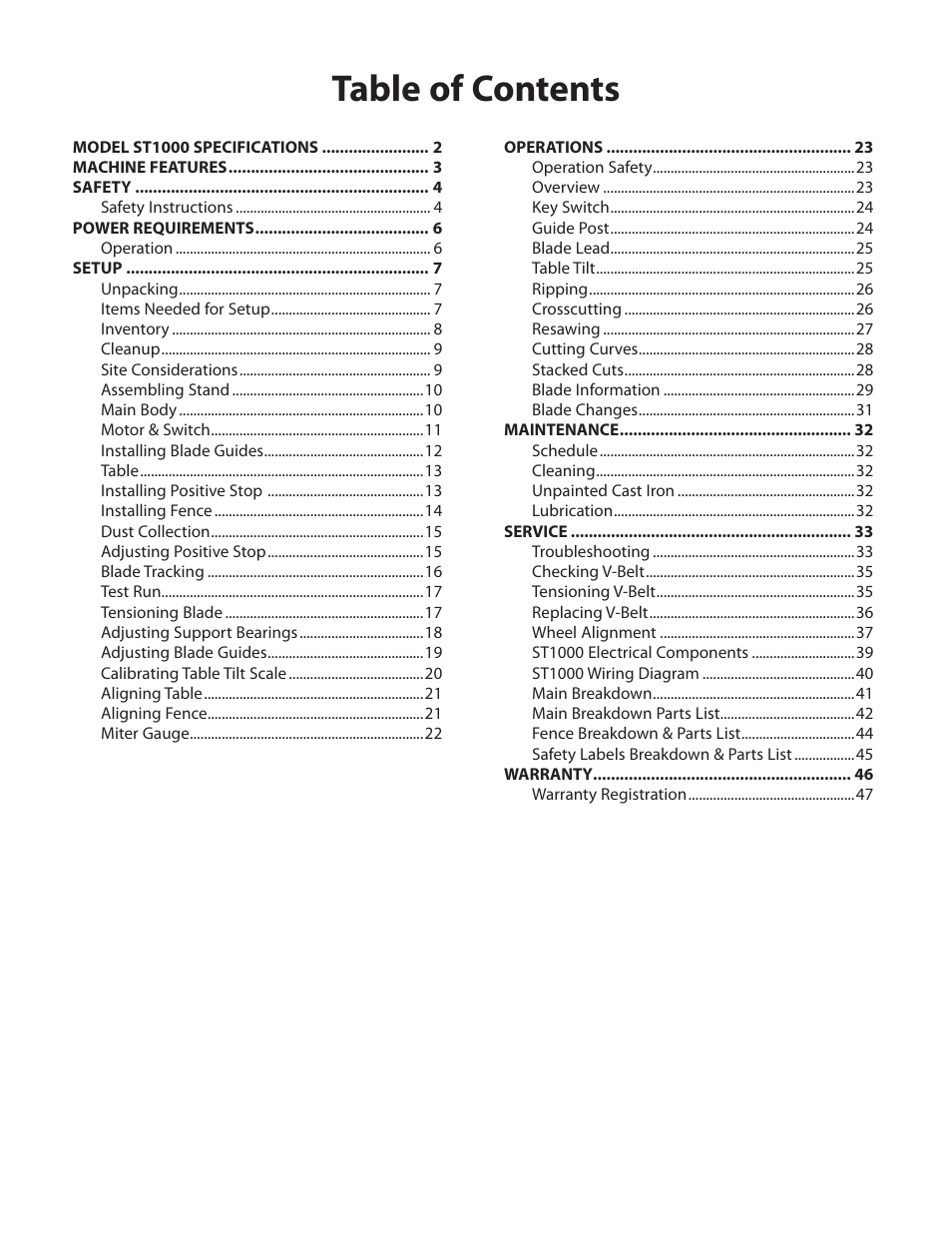 Woodstock STEELEX ST1000 User Manual | Page 3 / 52