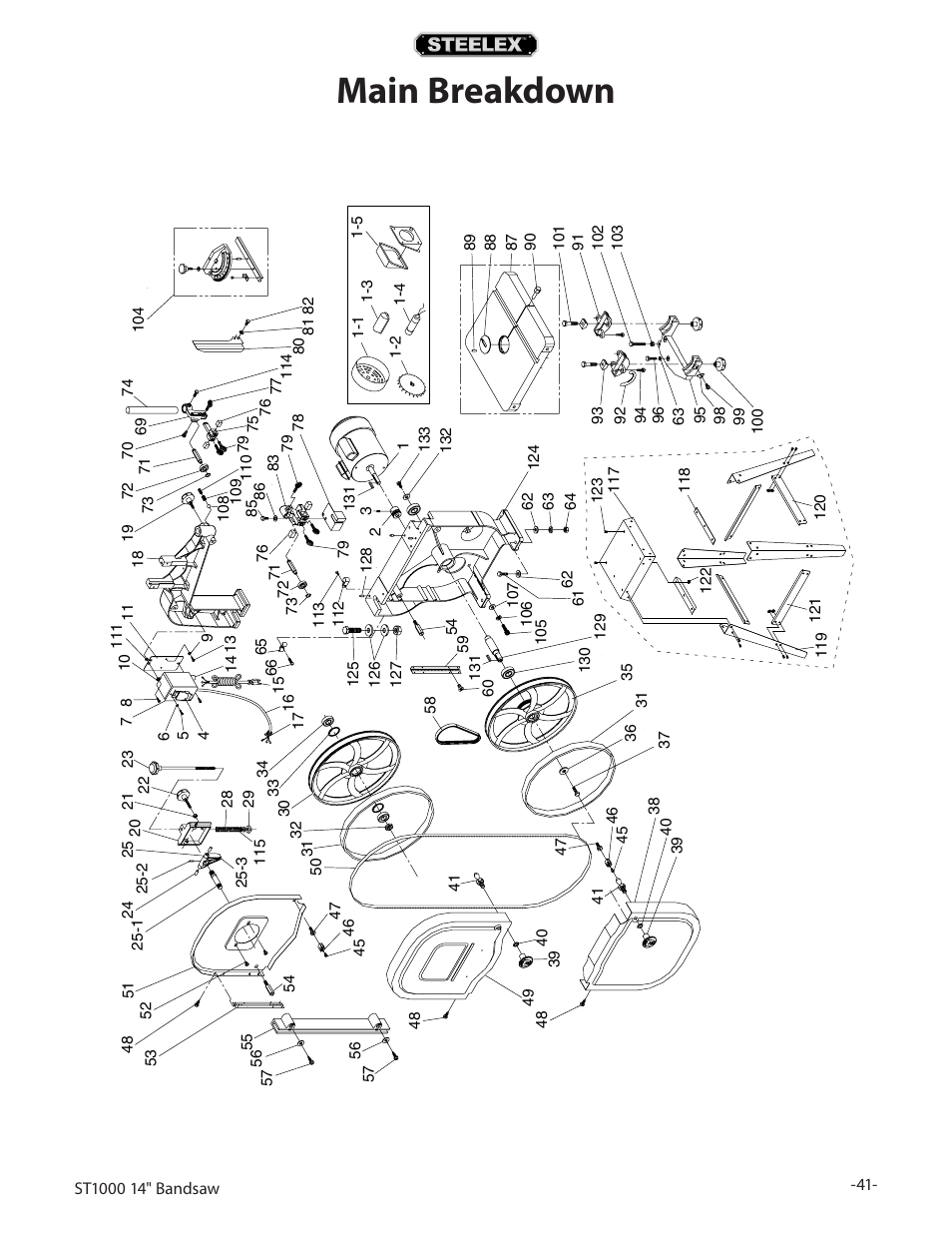 Main breakdown | Woodstock STEELEX ST1000 User Manual | Page 43 / 52