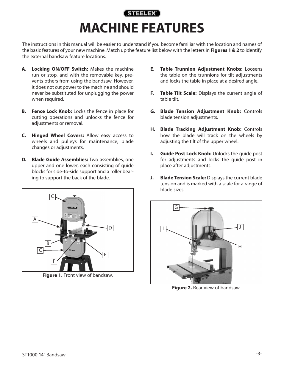 Machine features | Woodstock STEELEX ST1000 User Manual | Page 5 / 52