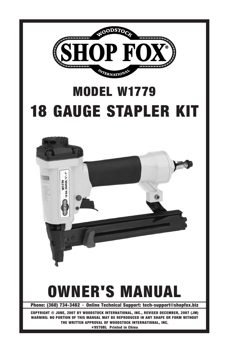 Woodstock 18 GAUGE STAPLER KIT W1779 User Manual | 20 pages