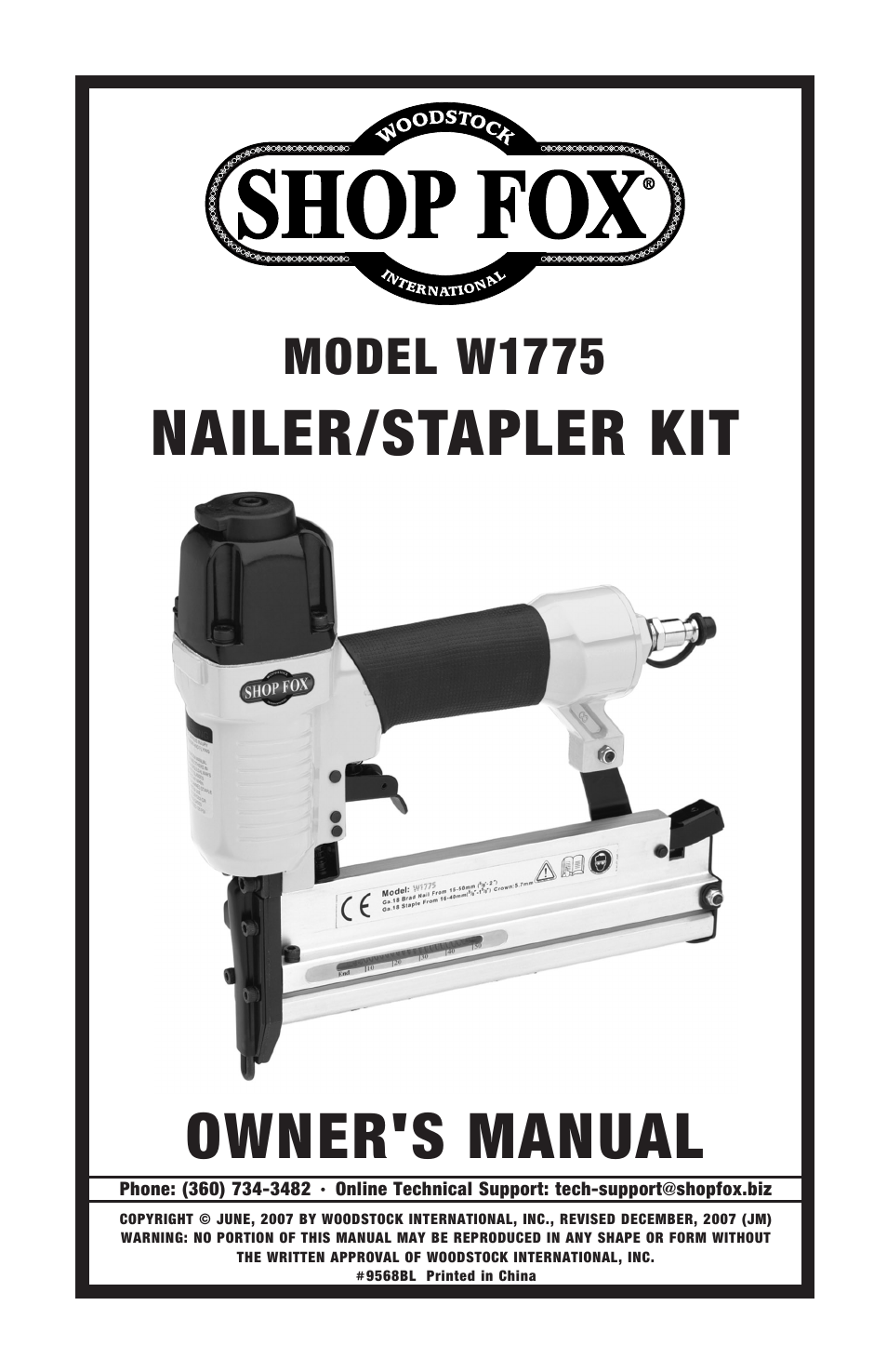 Woodstock NAILER/STAPLER KIT W1775 User Manual | 20 pages