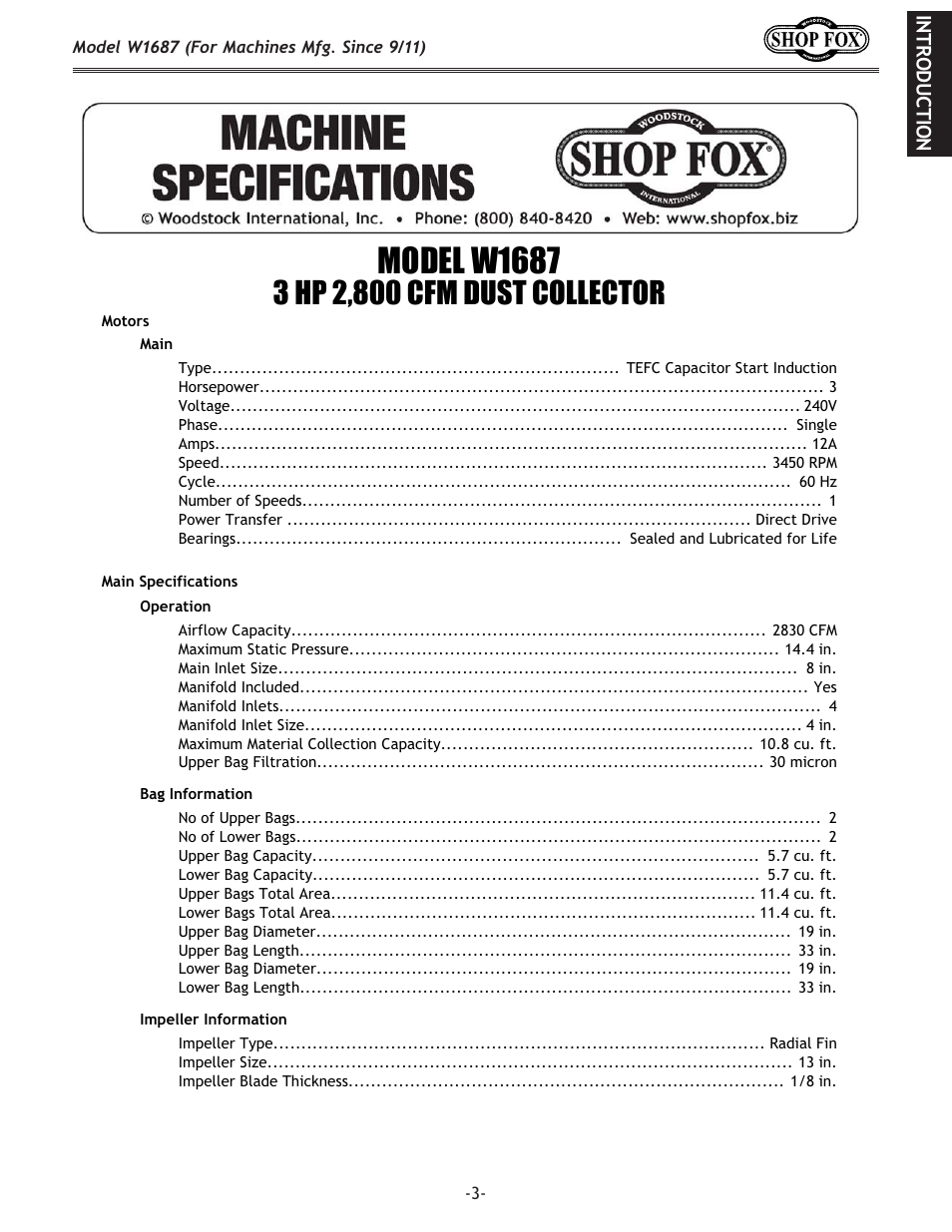 Woodstock SHOP FOX W1687 User Manual | Page 5 / 44