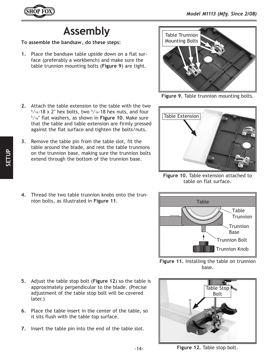 Assembly | Woodstock SHOP FOX M1113 User Manual | Page 16 / 60