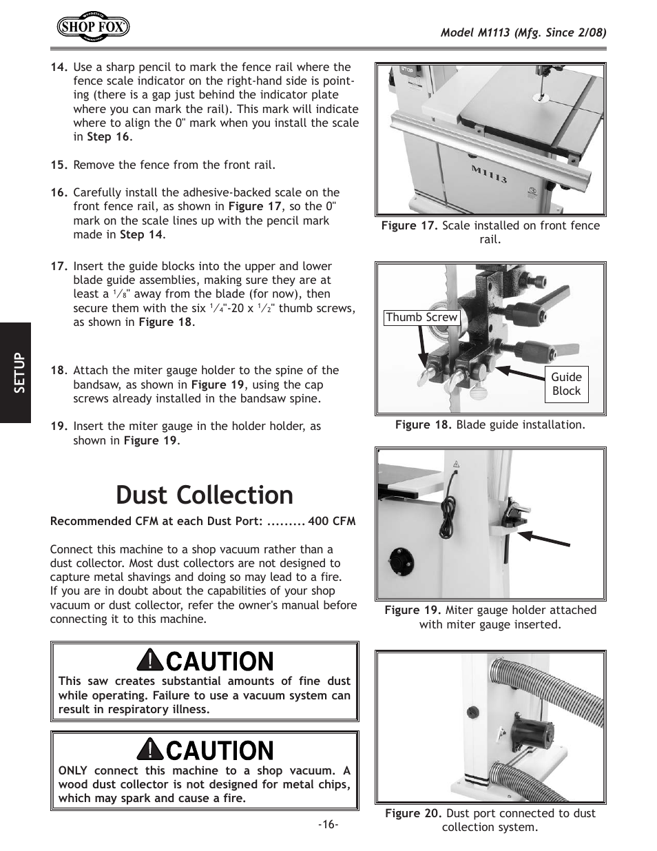 Dust.collection | Woodstock SHOP FOX M1113 User Manual | Page 18 / 60