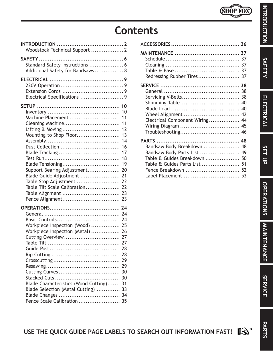 Woodstock SHOP FOX M1113 User Manual | Page 3 / 60