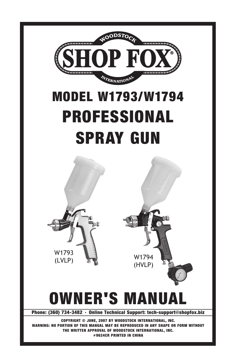 Woodstock LVLP W1794 User Manual | 20 pages