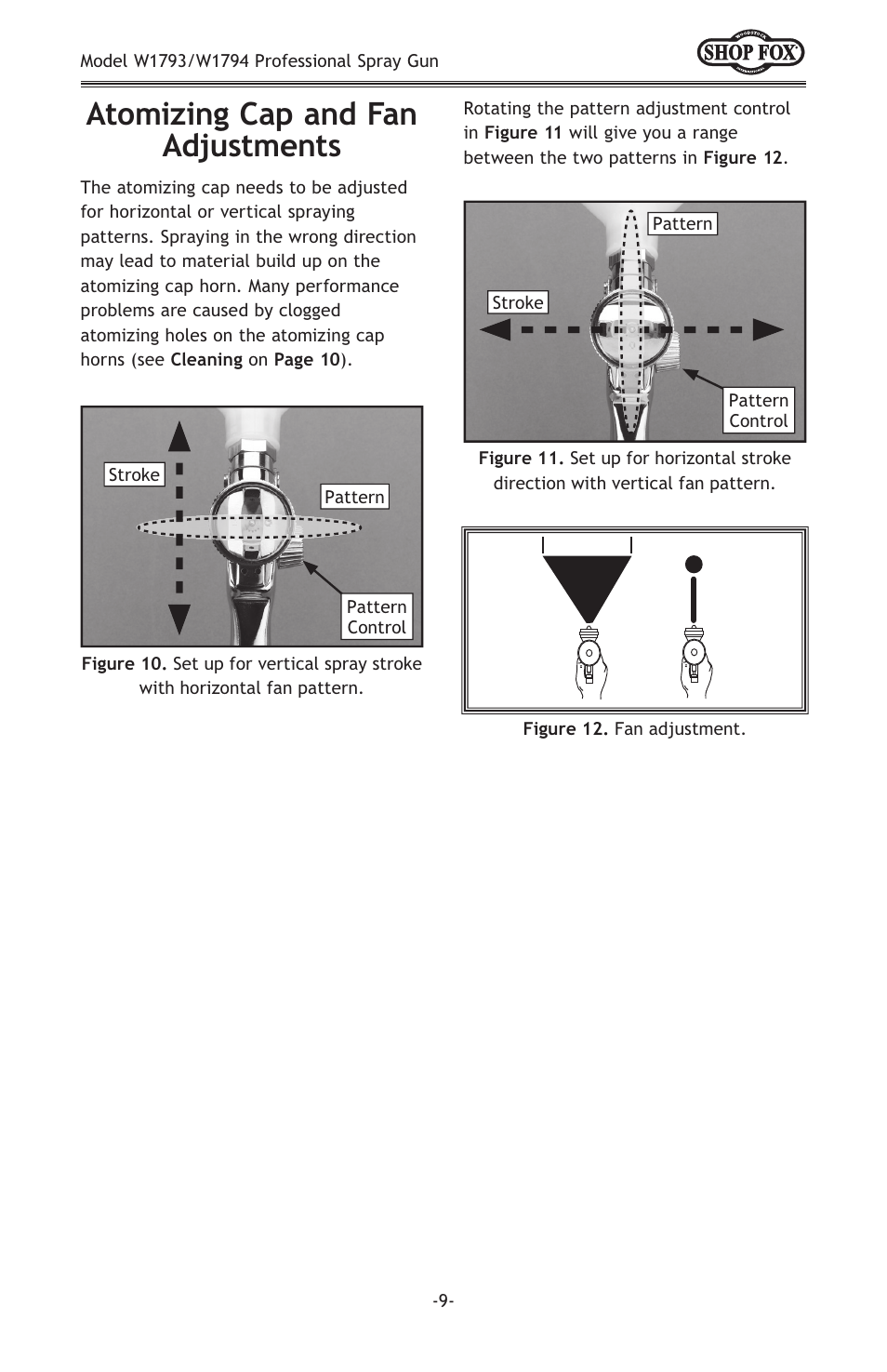 Atomizing cap and fan adjustments | Woodstock LVLP W1794 User Manual | Page 11 / 20