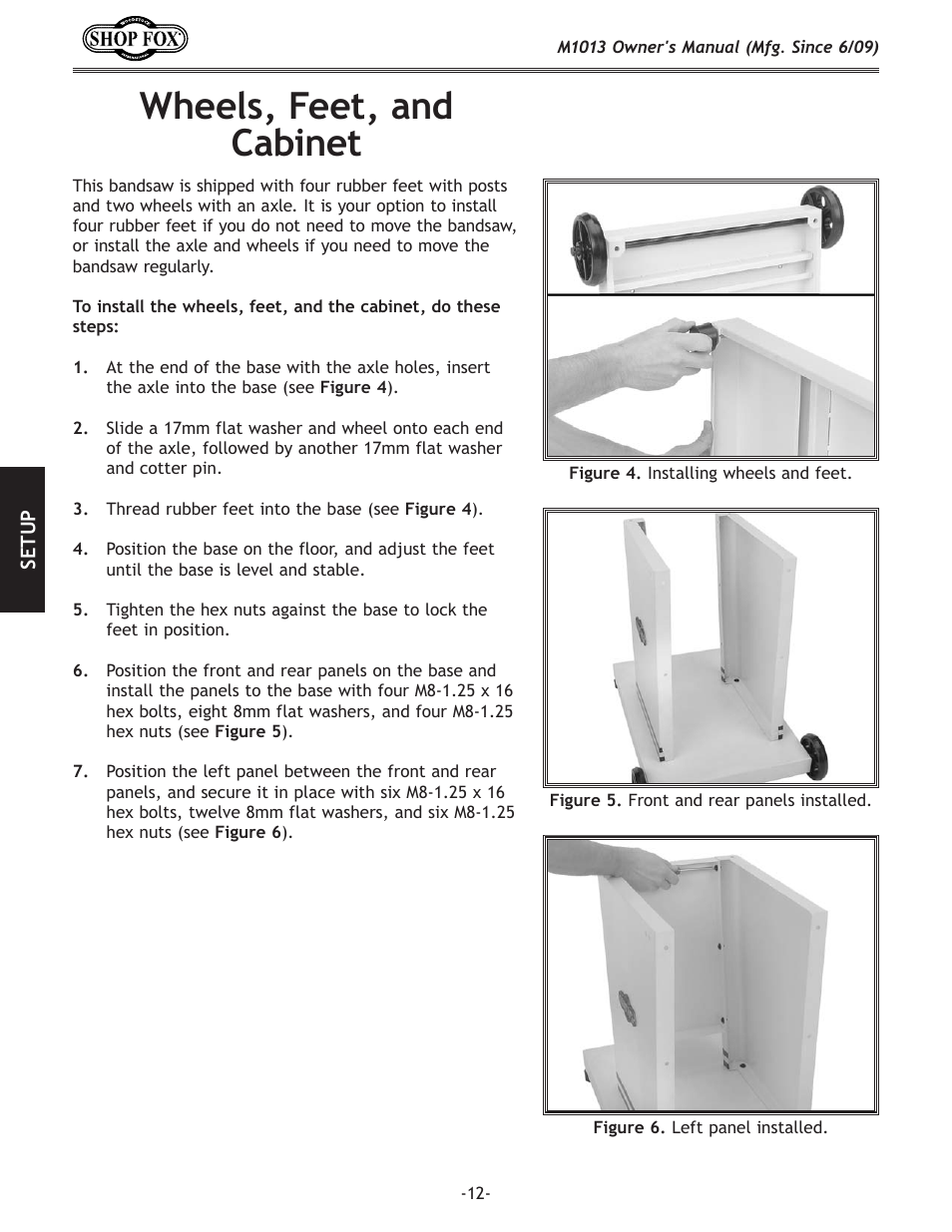 Wheels, feet, and cabinet | Woodstock M1013 User Manual | Page 14 / 48