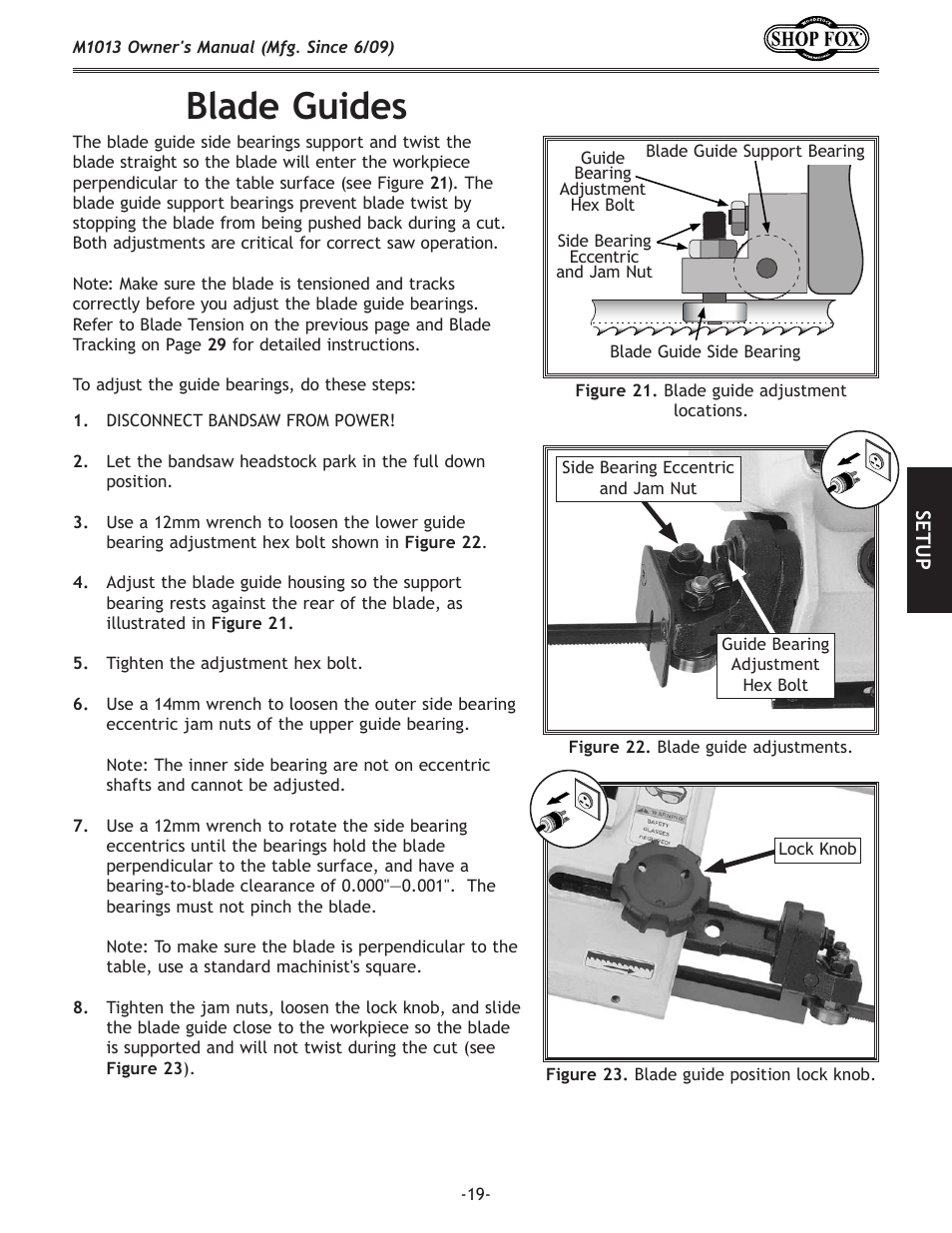 Blade guides | Woodstock M1013 User Manual | Page 21 / 48