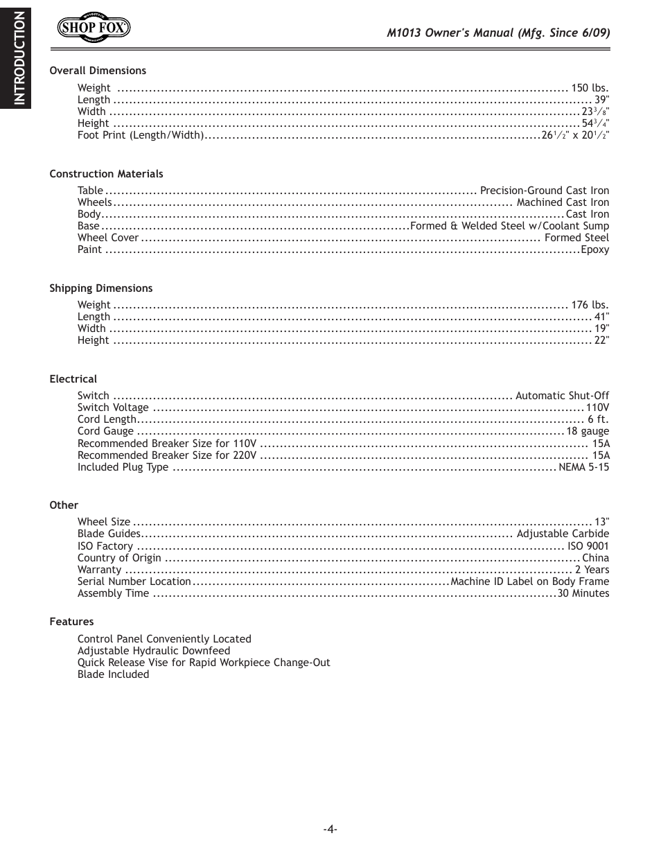 Woodstock M1013 User Manual | Page 6 / 48