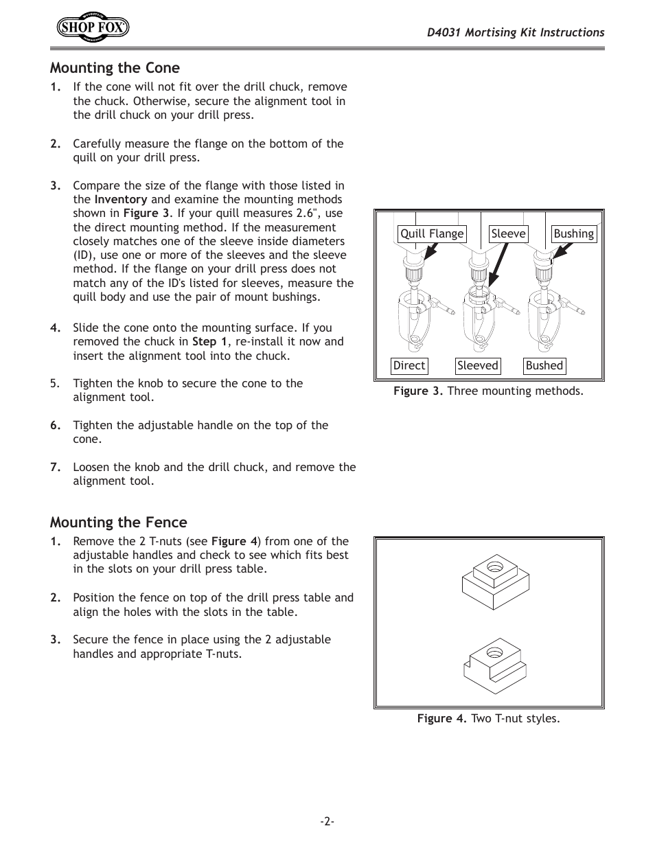 Mounting the cone, Mounting the fence | Woodstock SHOP FOX D4031 User Manual | Page 2 / 4