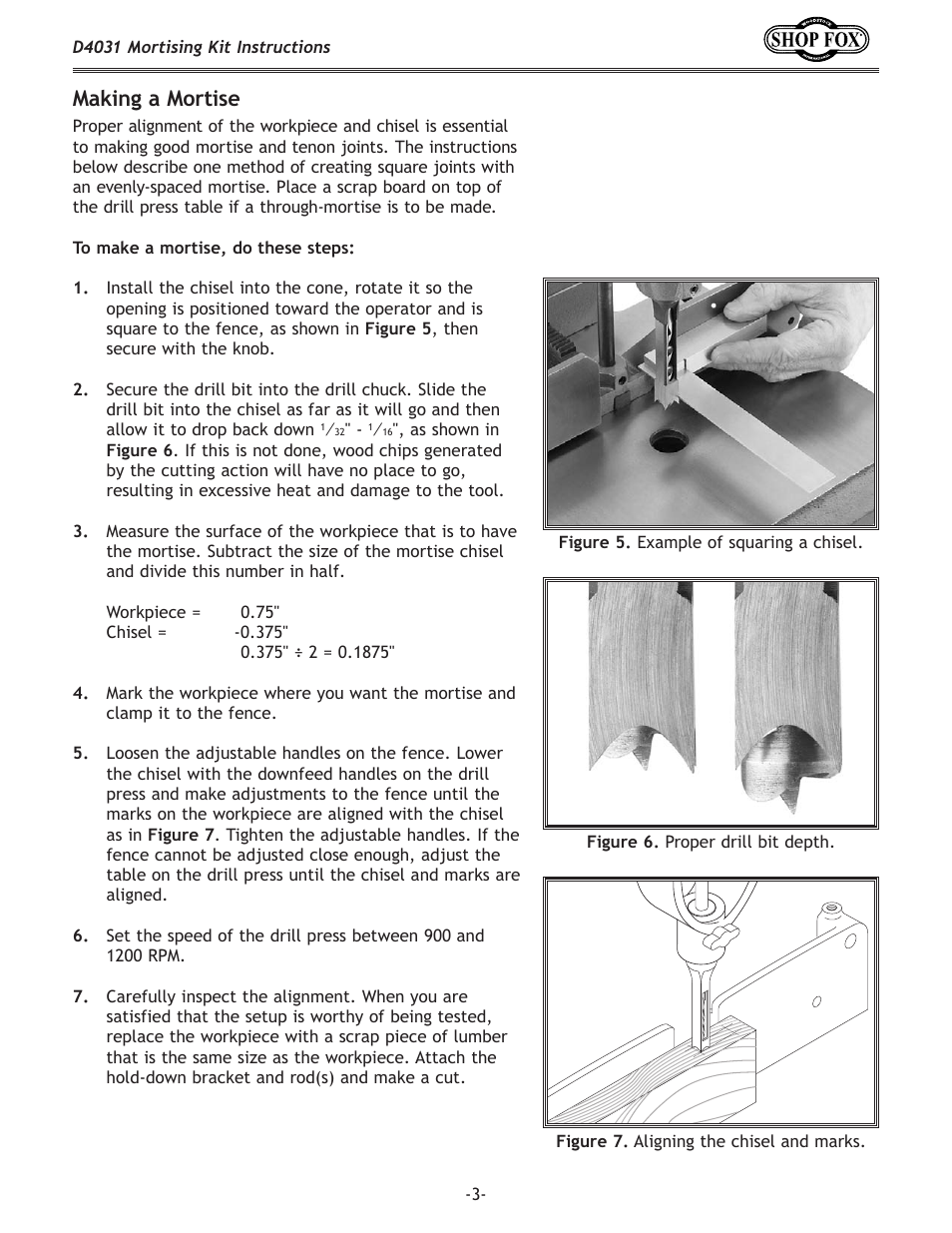 Making a mortise | Woodstock SHOP FOX D4031 User Manual | Page 3 / 4