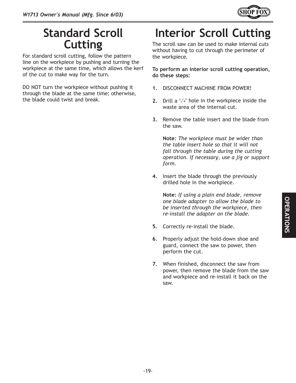 Standard scroll cutting interior scroll cutting | Woodstock W1713 User Manual | Page 21 / 32