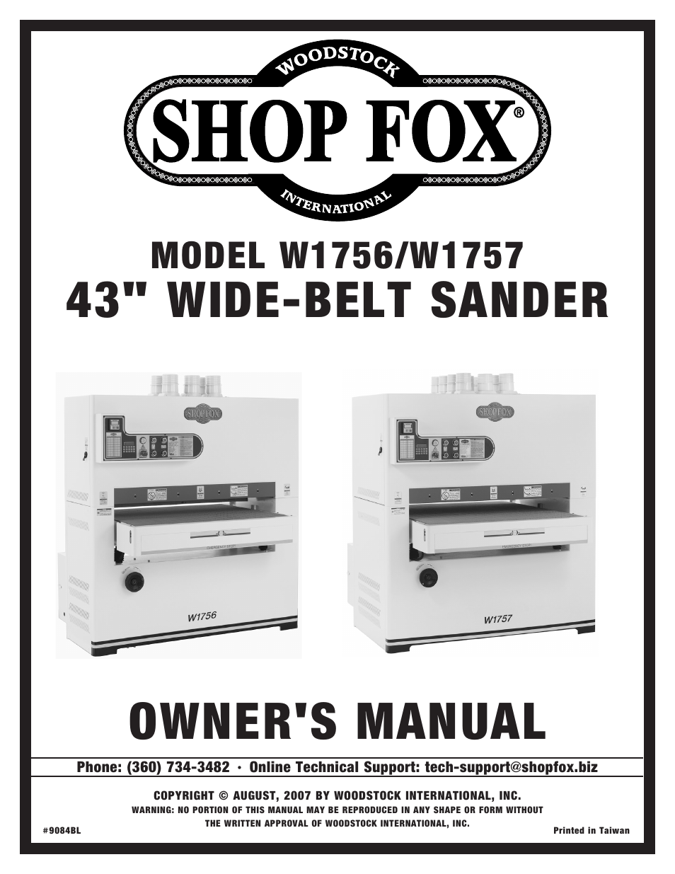 Woodstock SHOP FOX W1756 User Manual | 84 pages